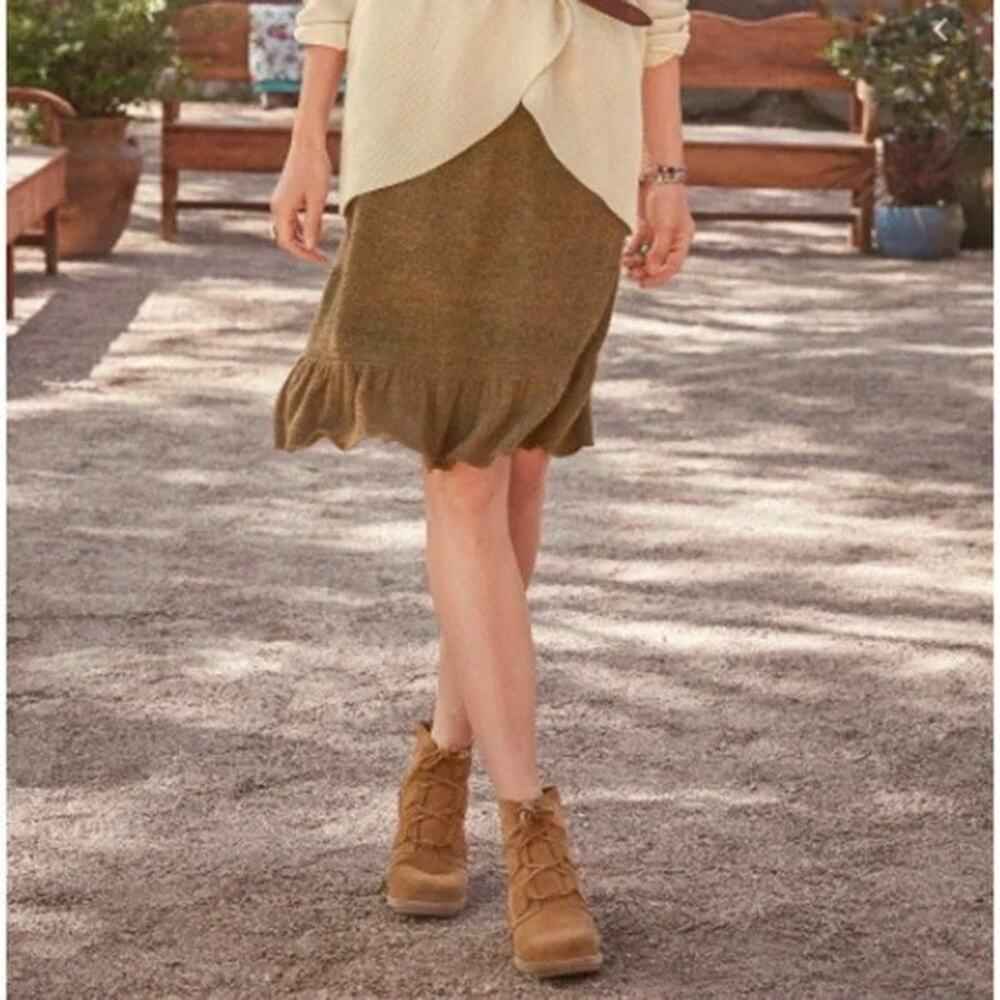 Sundance Everyday Wool Blend Knit Skirt Tan Ruffle Womens XXL Brown Sweater